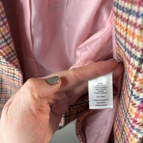 Talbots Pink Plaid Wool Blazer Plus Size 16 Jacket - Picture 7 of 8